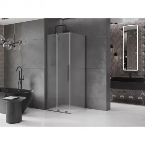 MEXEN/S - Velár sprchovací kút, posuvné dvere 100 x 100, dekor, grafit metal 871-100-100-31-95