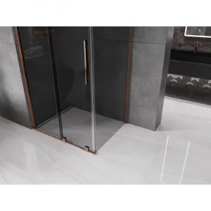 MEXEN/S - Velár sprchovací kút, posuvné dvere 140 x 90, grafit, ružové zlato 871-140-090-41-60