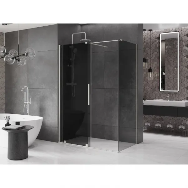 MEXEN/S - Velár sprchovací kút, posuvné dvere 150 x 80, grafit, nikel kartáčovaný 871-150-080-41-97