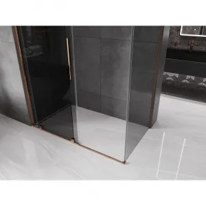 MEXEN/S - Velár sprchovací kút, posuvné dvere 150 x 80, grafit, ružové zlato 871-150-080-41-60