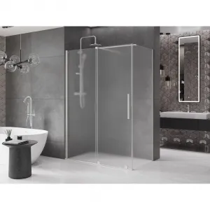 MEXEN/S - Velár sprchovací kút, posuvné dvere 140 x 75, dekor, nikel kartáčovaný 871-140-075-31-97