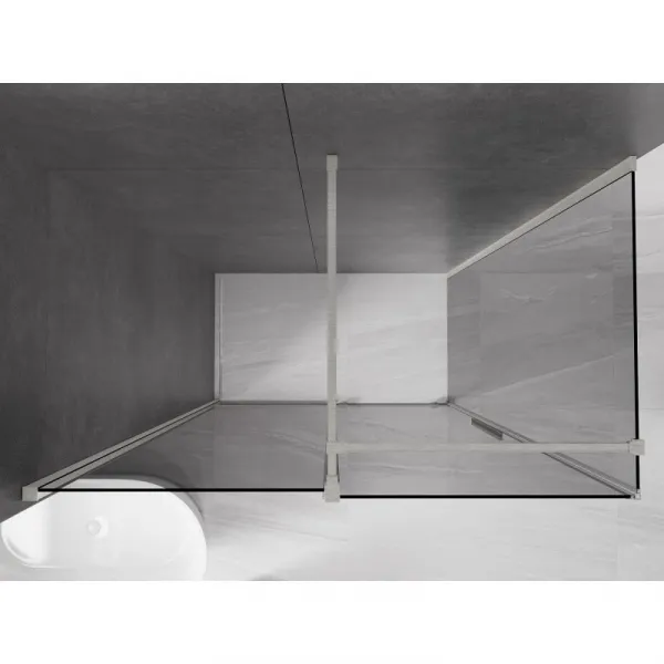 MEXEN/S - Velár sprchovací kút, posuvné dvere 130 x 75, grafit, nikel kartáčovaný 871-130-075-41-97