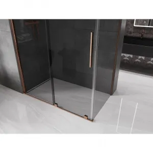 MEXEN/S - Velár sprchovací kút, posuvné dvere 150 x 70, grafit, ružové zlato 871-150-070-41-60