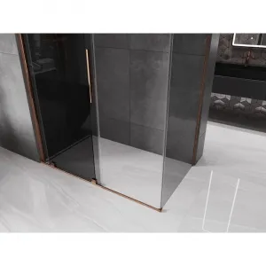 MEXEN/S - Velár sprchovací kút, posuvné dvere 150 x 70, grafit, ružové zlato 871-150-070-41-60