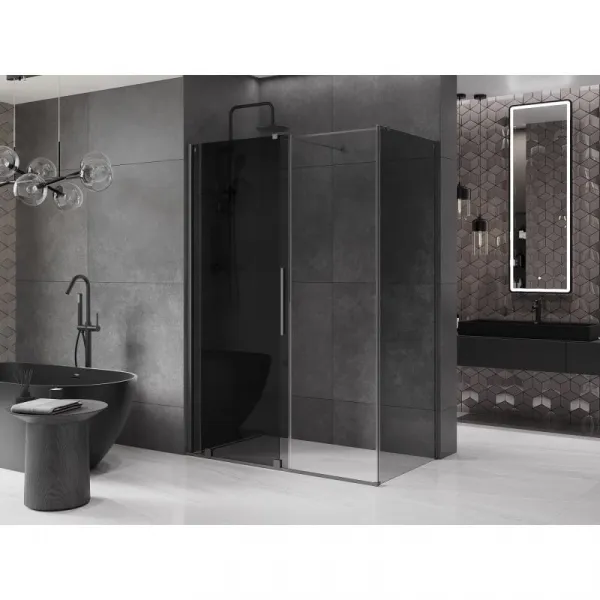 MEXEN/S - Velár sprchovací kút, posuvné dvere 160 x 75, grafit, grafit metal 871-160-075-41-95