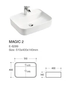 Comad Keramické umývadlo na dosku Magic 51 cm biele