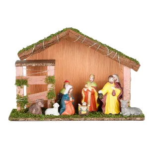Haushalt international LED dřevěný betlém s porcelánovými figurkami