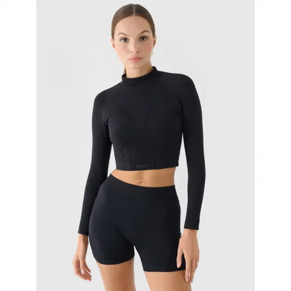Dámske tréningové tričko s dlhým rukávom 4F LONGSLEEVE FNK F483-RAW24TFLOF483-20S-DEEP BLACK