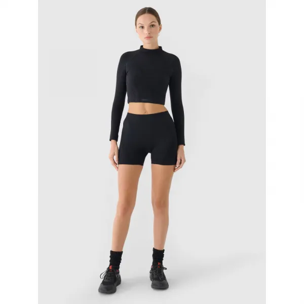 Dámske tréningové tričko s dlhým rukávom 4F LONGSLEEVE FNK F483-RAW24TFLOF483-20S-DEEP BLACK