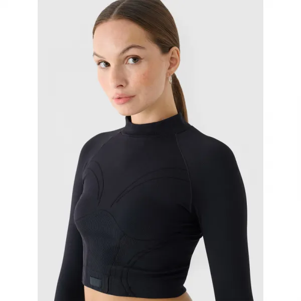 Dámske tréningové tričko s dlhým rukávom 4F LONGSLEEVE FNK F483-RAW24TFLOF483-20S-DEEP BLACK
