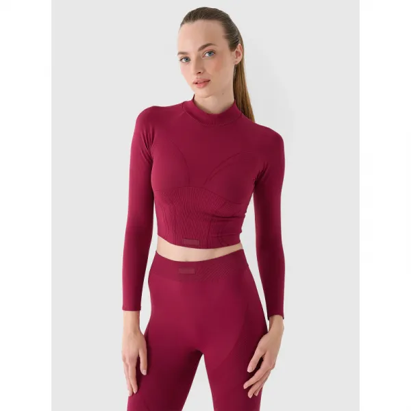 Dámske tréningové tričko s dlhým rukávom 4F LONGSLEEVE FNK F483-RAW24TFLOF483-60S-BURGUNDY