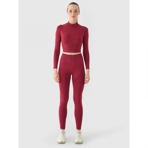 Dámske tréningové tričko s dlhým rukávom 4F LONGSLEEVE FNK F483-RAW24TFLOF483-60S-BURGUNDY