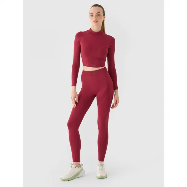 Dámske tréningové tričko s dlhým rukávom 4F LONGSLEEVE FNK F483-RAW24TFLOF483-60S-BURGUNDY