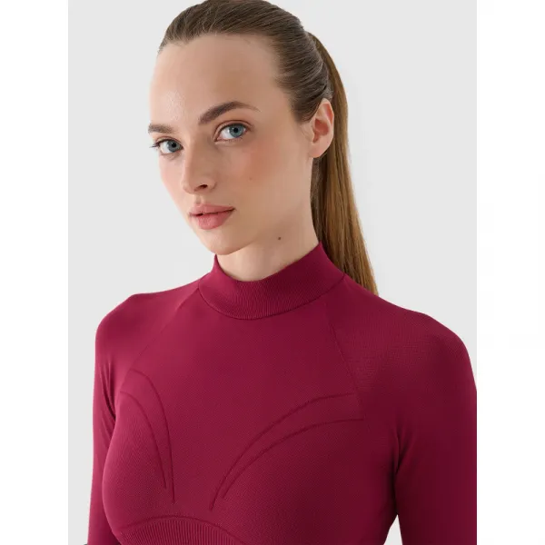 Dámske tréningové tričko s dlhým rukávom 4F LONGSLEEVE FNK F483-RAW24TFLOF483-60S-BURGUNDY