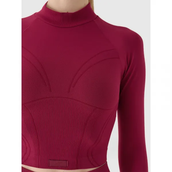 Dámske tréningové tričko s dlhým rukávom 4F LONGSLEEVE FNK F483-RAW24TFLOF483-60S-BURGUNDY