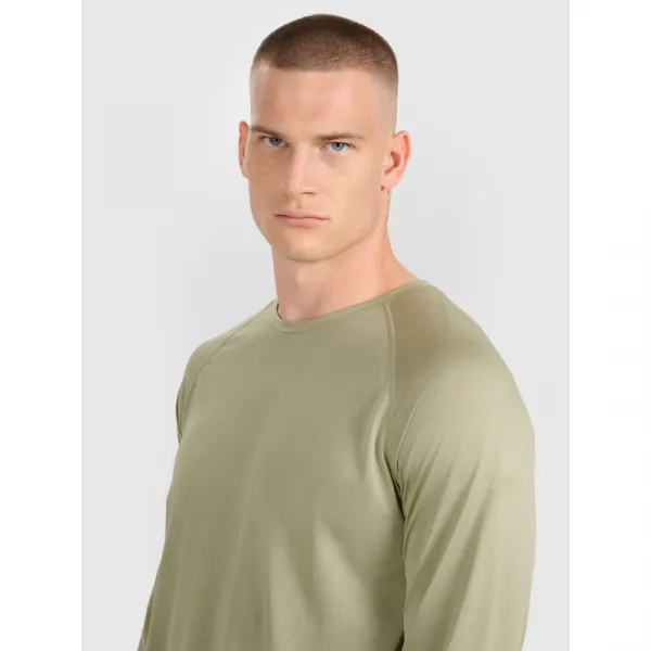 Pánske bežecké tričko s dlhým rukávom 4F LONGSLEEVE FNK M413-WAW25TFLOM413-44S-OLIVE