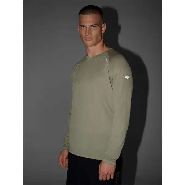 Pánske bežecké tričko s dlhým rukávom 4F LONGSLEEVE FNK M413-WAW25TFLOM413-44S-OLIVE
