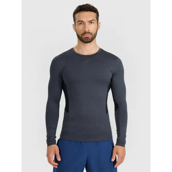 Pánske tréningové tričko s dlhým rukávom 4F LONGSLEEVE FNK M507-WMM00TFLOM507-22M-ANTHRACITE MELANGE