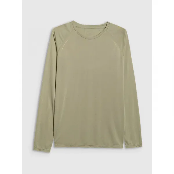 Pánske bežecké tričko s dlhým rukávom 4F LONGSLEEVE FNK M413-WAW25TFLOM413-44S-OLIVE