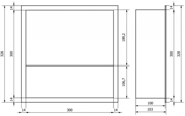 MEXEN - X-Wall-R modul pre vstavanie do steny s poličkou 30 x 30, biela 1920303010S