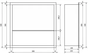 MEXEN - X-Wall-R modul pre vstavanie do steny s poličkou 30 x 30, biela 1920303010S