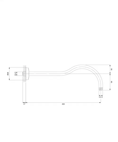 OMNIRES - ARMANCE nástenné sprchové rameno, 40 cm chróm /CR/ RA06CR