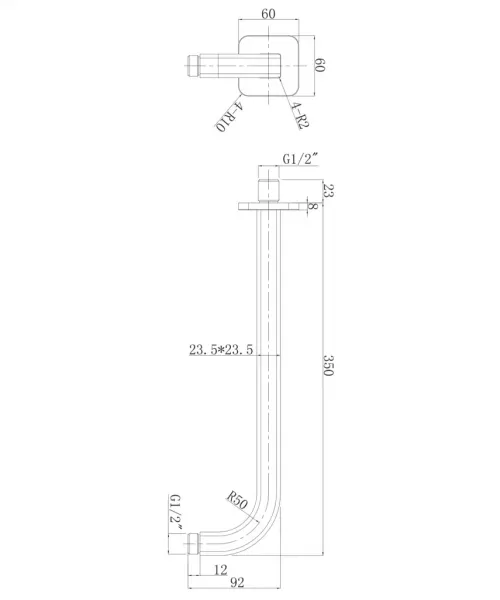 OMNIRES - nástenné sprchové rameno, 35 cm grafit /GR/ RA15GR
