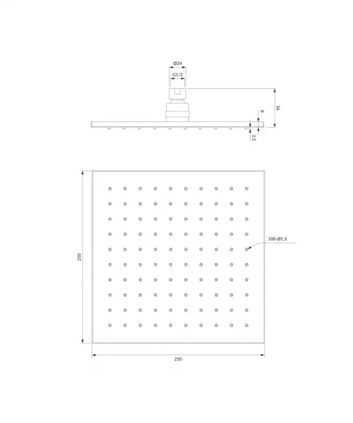 OMNIRES - SLIMLINE dažďová sprcha, 25 x 25 cm chróm /CR/ WG225CR