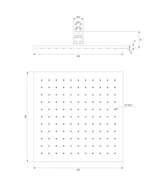 OMNIRES - SLIMLINE dažďová sprcha, 30 x 30 cm chróm /CR/ WG230CR