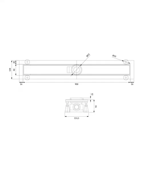 OMNIRES - LOWFIX lineárny sprchový odtok s pevnou mriežkou, 90 cm čierna /BLH/ LOWFIX90GBL