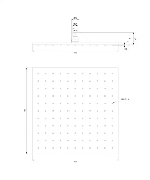 OMNIRES - SLIMLINE dažďová sprcha, 40 x 40 cm chróm /CR/ WG240CR