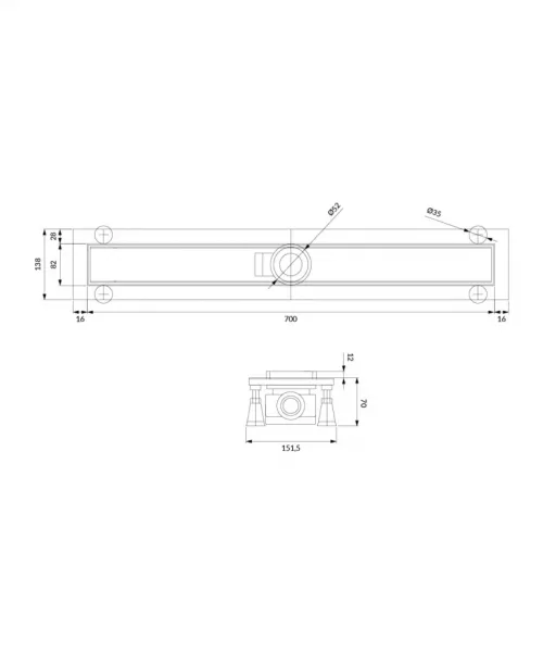 OMNIRES - LOWFIX lineárny sprchový odtok s pevnou mriežkou, 70 cm čierna /BLH/ LOWFIX70GBL