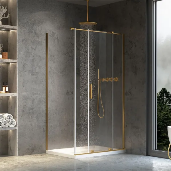 REA/S - Sprchová kabína Montana Gold Brush 130x80 KPL-K2516