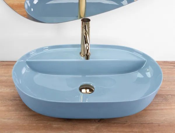 REA - Umývadlo na dosku Aura 61 L.Blue Shiny REA-U6618