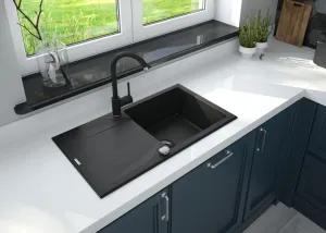 DEANTE DEANTE - Evora čierna - Granitový drez s odkvapkávačom ZQJ_N113