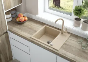 DEANTE DEANTE - Andante beige - Granitový drez s odkvapkávačom ZQN_511A