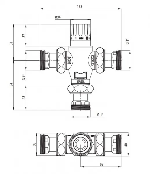 DEANTE - Uzáver chróm - Centrálny termostatický zmiešavač BCH_1X3T