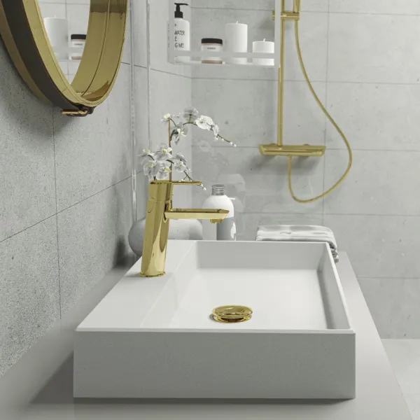 DEANTE - Correo alabaster - Granitové umývadlo, na dosku - 60x40 cm CQR_AU6S