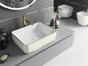 MEXEN - Catia umývadlo na dosku 48 x 37, biela/zlatá vzor 21314809