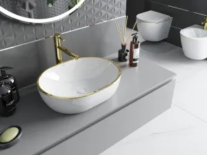 MEXEN - Viki umývadlo na dosku 48 x 35, biela/zlatá linka 21054805