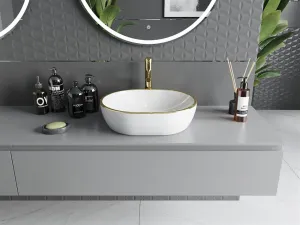 MEXEN - Viki umývadlo na dosku 48 x 35, biela/zlatá linka 21054805