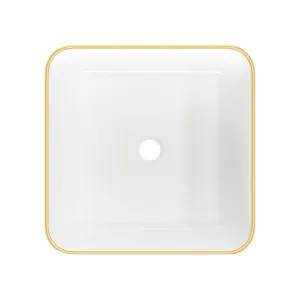 INVENA - Umývadlo na dosku MALAGA 39 cm, biela/zlatá CE-39-013-W