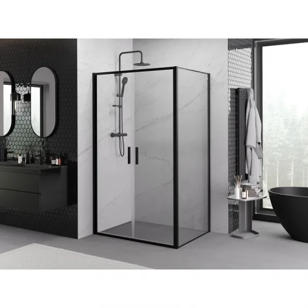 MEXEN/S - Exo sprchovací kút dvere krídlové 100 x 80, transparent, čierna 814-100-080-70-00