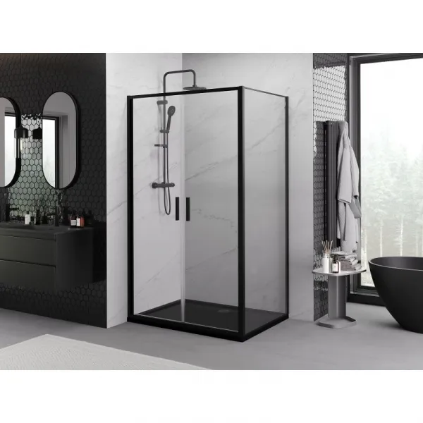 MEXEN/S - Exo sprchovací kút dvere krídlové 70 x 80, transparent, čierna 814-070-080-70-00