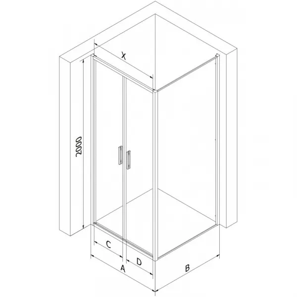 MEXEN/S - Exo sprchovací kút dvere krídlové 80 x 100, transparent, chróm 814-080-100-01-00