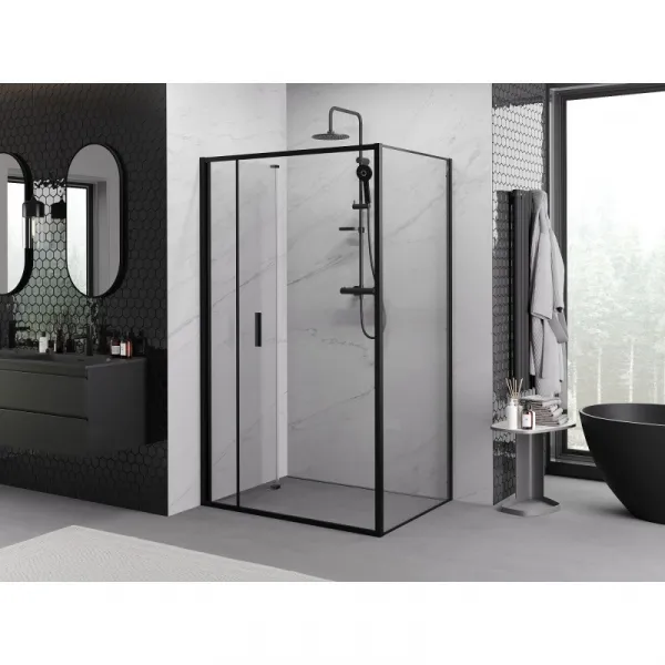 MEXEN/S - Exo sprchovací kút skladacie dvere 100 x 80, transparent, čierna 816-100-080-70-00