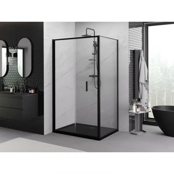 MEXEN/S - Exo sprchovací kút skladacie dvere 100 x 80, transparent, čierna 816-100-080-70-00