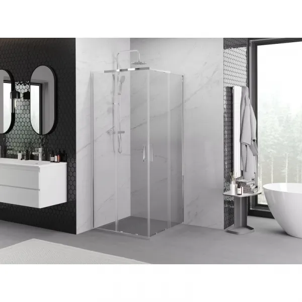 MEXEN/S - Exo štvorcový posuvný sprchovací kút 70 x 70, transparent, chróm 8111-070-070-01-00