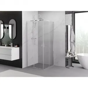 MEXEN/S - Exo štvorcový posuvný sprchovací kút 70 x 70, transparent, chróm 8111-070-070-01-00