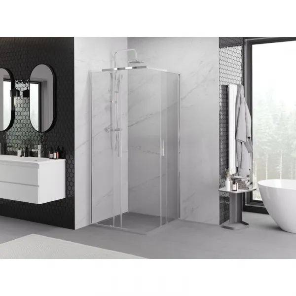 MEXEN/S - Exo štvorcový posuvný sprchovací kút 70 x 70, transparent, chróm 8111-070-070-01-00
